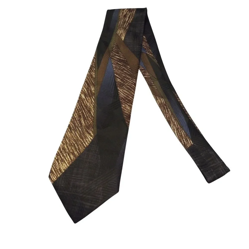 Puritan Special Edition Men Necktie Abstract Geometric Brown Olive Navy Blue USA
